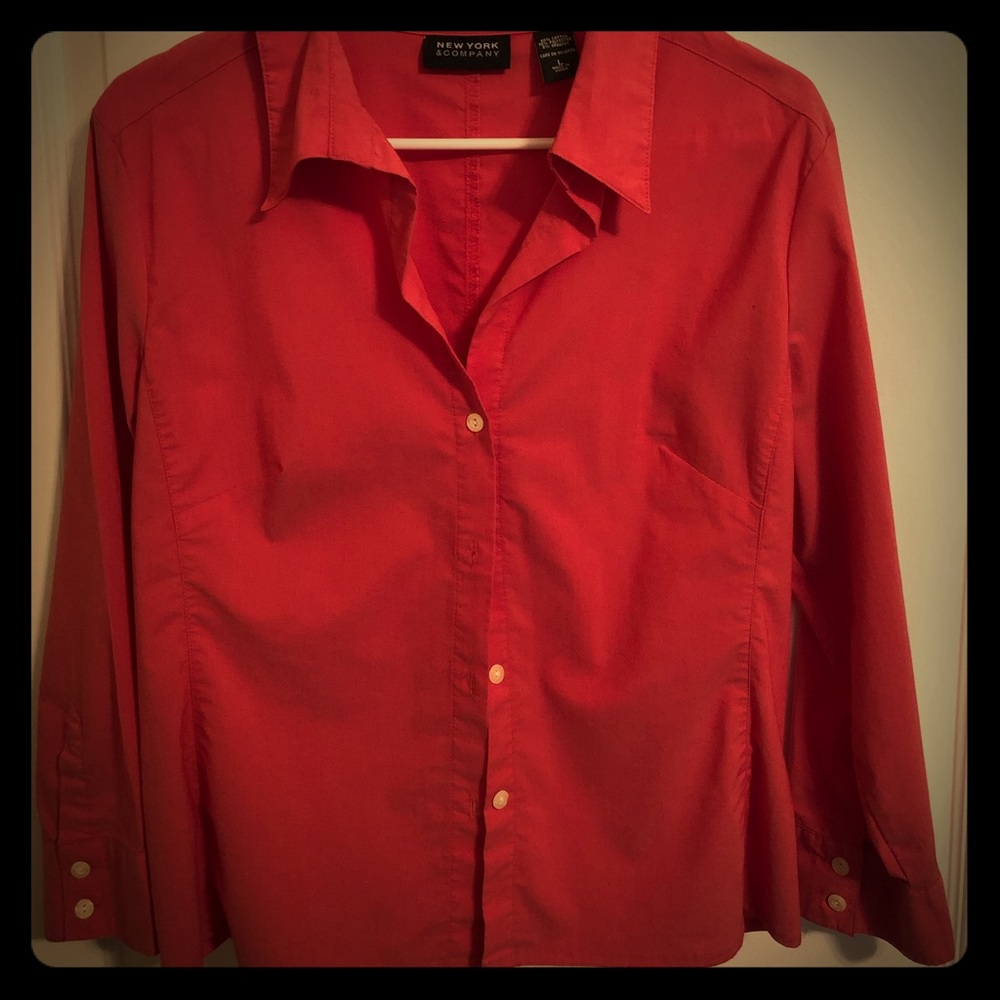 New York & Company City Stretch button blouse